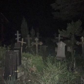 Create meme: Goths in the cemetery at night, the most terrible cemetery, scary graveyard