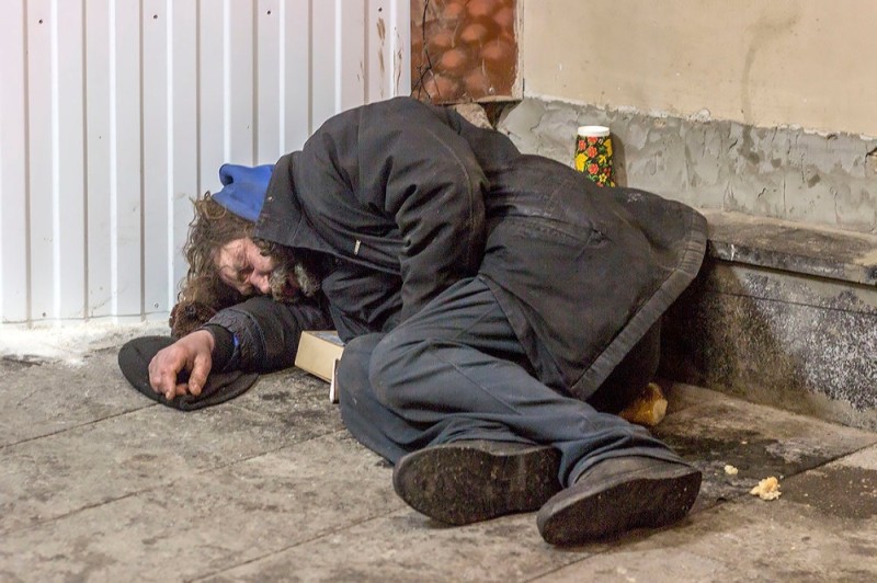 Create meme: drunk bum, the homeless man fell, a homeless person sleeps 