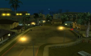 Create meme: grove street, night grove street