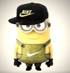 Create meme: minion cap Nike, minion in a cap, minion Nike