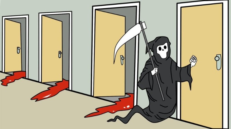 Create meme: meme the grim Reaper, a meme with death and doors, death with a scythe knocks on the door