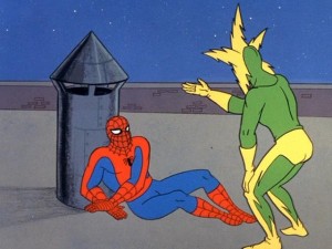 Create meme: three spider-man meme, spider man and spider man meme, spider-man 1967 pictures