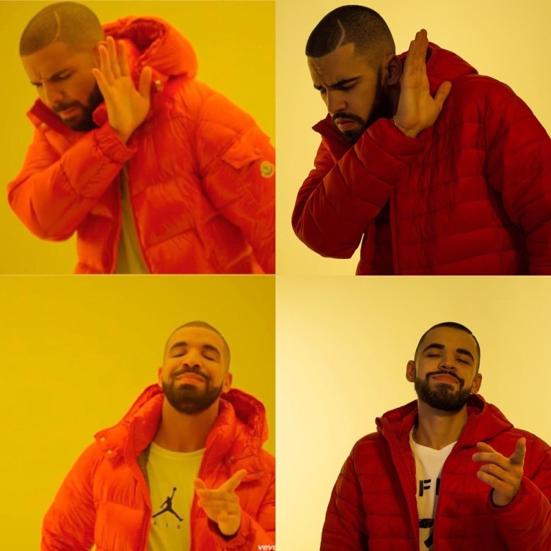 Create meme: Drake meme, Drake the Rapper 2021, Drake meme original