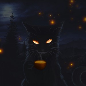 Create meme: black cat anime images, cats warriors, black cat art