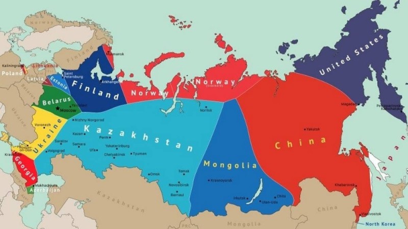 Create meme: The collapse of Russia map, the map of the division of Russia, alternative map of russia