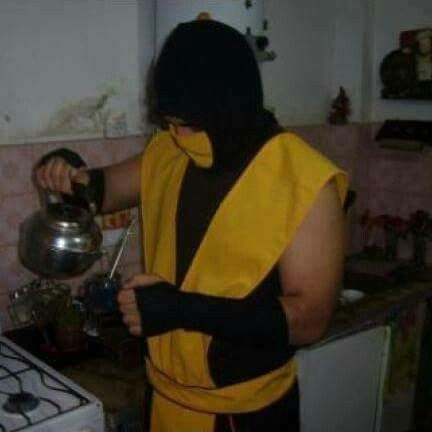 Create meme: scorpio mortal kombat suit, scorpion matero, scorpion mortal kombat costume