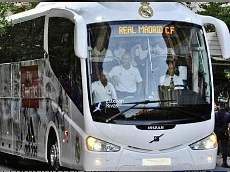 Create meme: football bus, The bus is real, real madrid bus