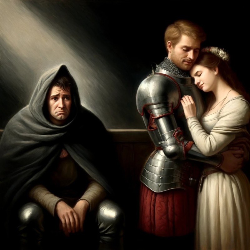 Create meme: knight , knight and lady, John Everett Millais. The Bride of Lammermoor, 1878
