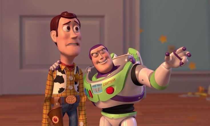 Create meme: buzz Lightyear and woody meme, toy story 2, baz Lightyear and woody