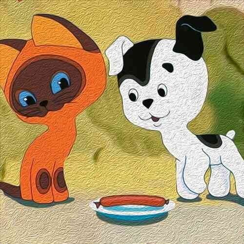 Create meme: kitten woof and puppy ball, Gregory Oster is a kitten named Woof, kitten woof cartoon