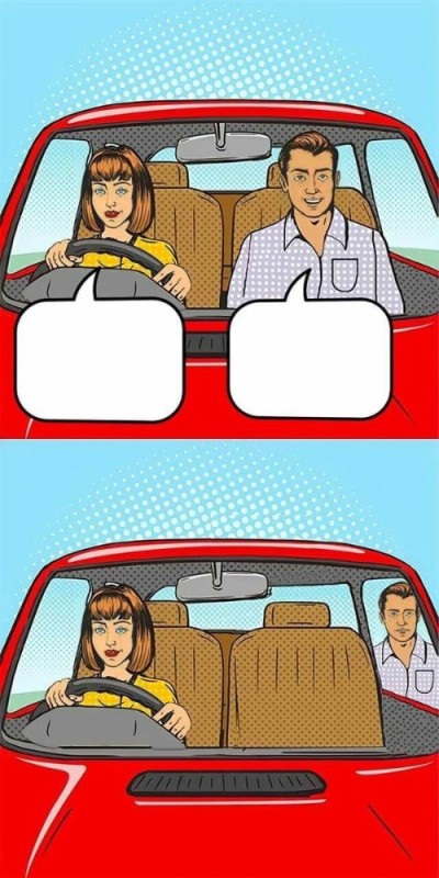 Create meme: car , Family in the car, The woman in the car comic