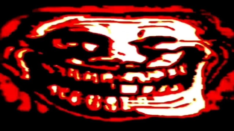 Create meme: red trollface, trollface smiles under the background, smiling trollface