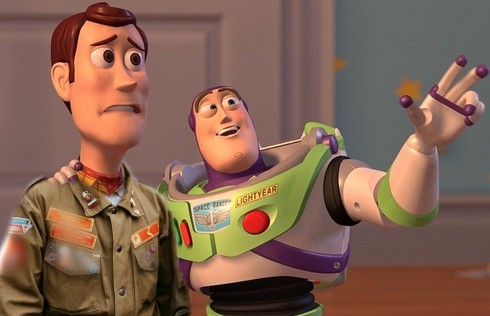 Create meme: meme toy story they are everywhere, buzz lightyear everywhere, buzz Lightyear and woody