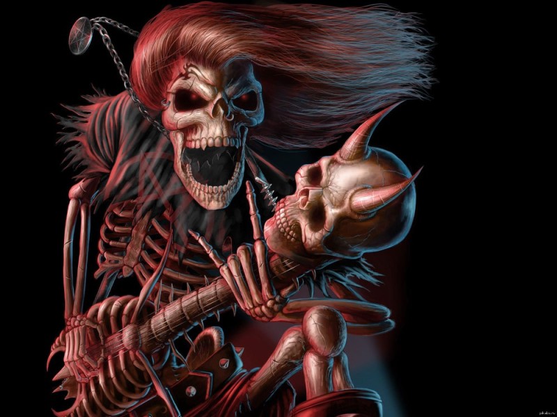 Create meme: The skull is evil, skull fantasy, skeleton rocker