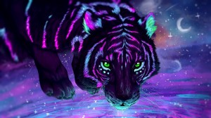 Создать мем: тасманиан тигр неон, фиолетовые неоновые тигры, фиолетовый тигр