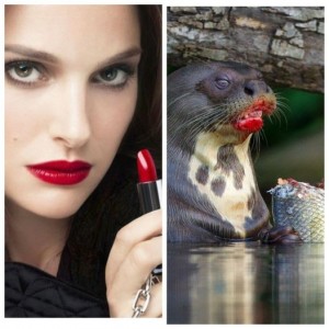 Create meme: makeup with red lipstick, girl