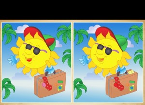 Create meme: spot the difference, spot the difference, cartoon sun