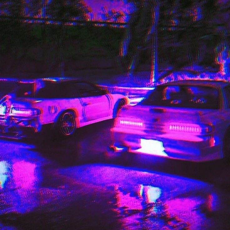 Create meme: Mark 2 aesthetics drift, The car is purple, purple car at night