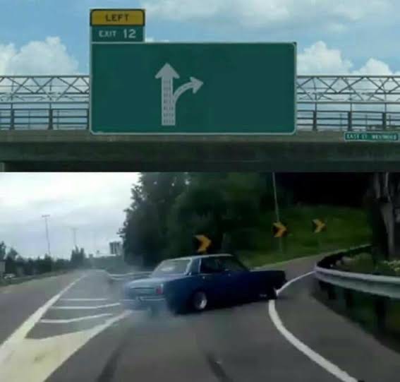 Create meme: road meme, car , left exit 12 off ramp