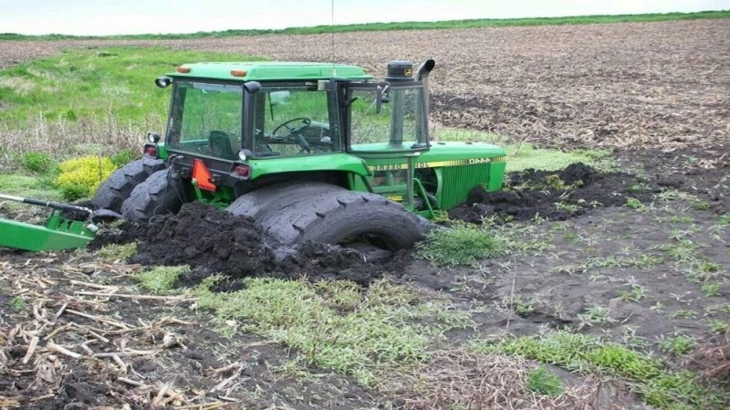 Create meme: tractor field, John Deere tractor is stuck, neva tractor