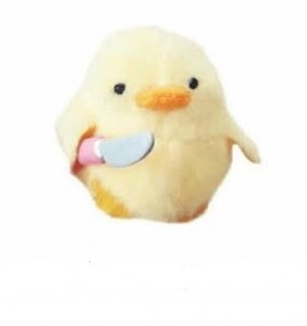 Create meme: chicken with a knife, toy, chicken with a knife
