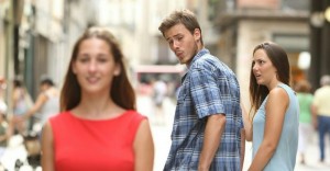 Create meme: wrong guy meme, wrong guy, the guy looks at the girl