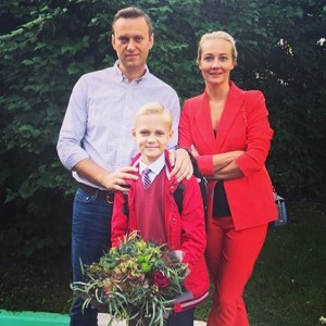 Create meme: Russian star, the son of Alexei Navalny, Navalny with his wife