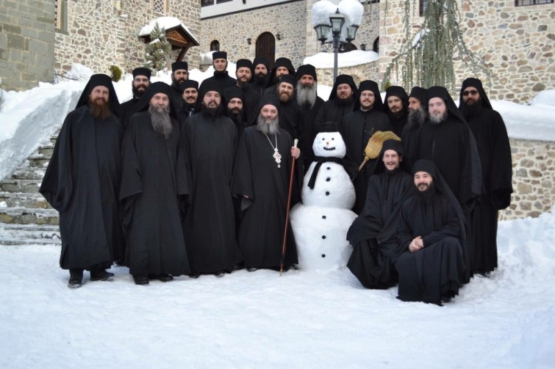 Create meme: Holy Mount Athos monasteries monks, in the monastery, the nuns of the Pyukhtitsky monastery