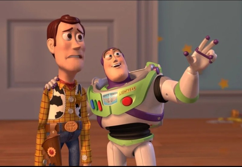 Create meme: toy story 2, Buzz Lightyear infinity is not the limit, Woody and Buzz