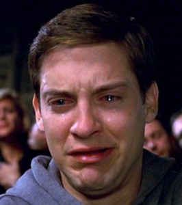 Create meme: Maguire crying, crying Peter Parker, Peter Parker crying meme