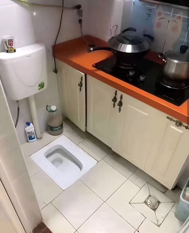 Create meme: toilet , toilet in the kitchen, toilet hole in the floor