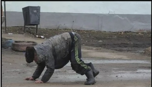 Create meme: homeless in a dumpster, homeless , Russia rises from his knees