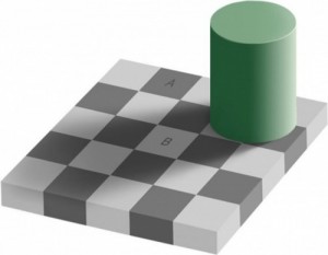 Create meme: color perception, squares, illusions of color perception