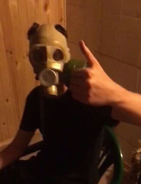 Create meme: people , gas mask , boy 