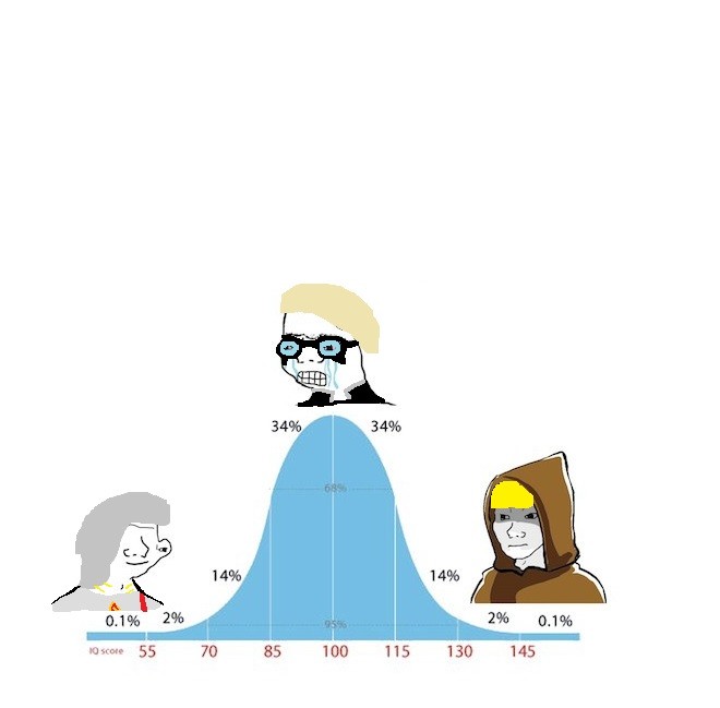 Create meme: normal distribution, The distribution of the IQ meme, memes about normal distribution