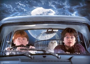 Create meme: Harry and Ron are in the car, Harry Potter, Harry Potter and the chamber of secrets
