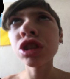 Create meme: boy , with inflated lips, mouth 