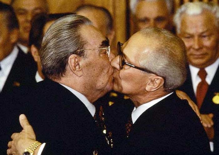 Create meme: the kiss of Brezhnev and honecker, brezhnev honecker, Brezhnev Honecker kiss