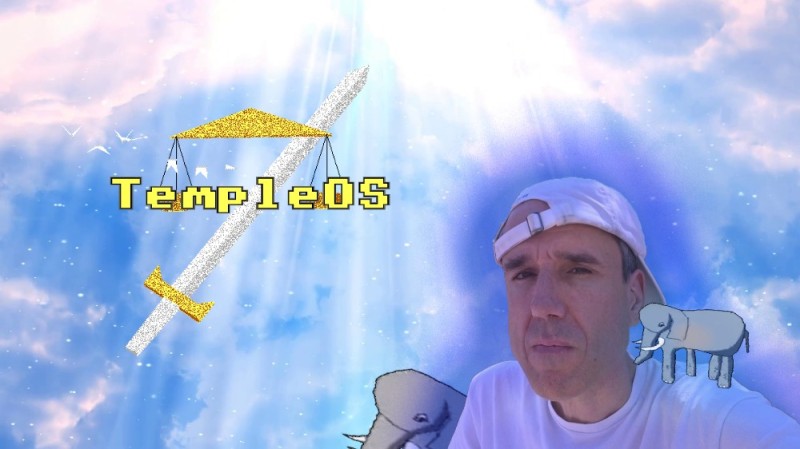 Create meme: Terry Davis Templeos, heavenly background, On the sky