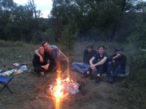 Create meme: funny pictures around the campfire, people, the fire