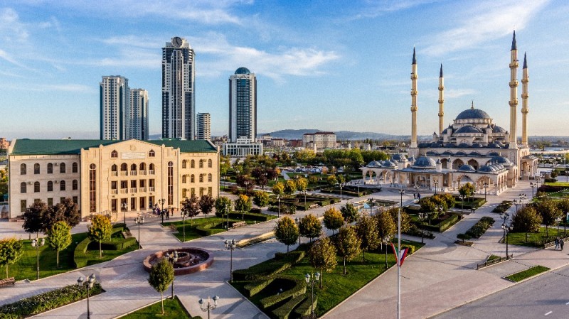 Create meme: Chechnya, mosque "heart of Chechnya" republic of Chechnya, Grozny, the terrible city
