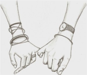 Create meme: hands of lovers picture, holding hands drawing, holding hands pencil drawing