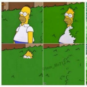 Create meme: Homer Simpson in the bushes, Homer in the bushes, Homer 