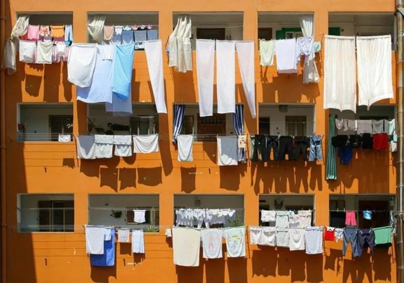 Create meme: laundry is drying on the balcony, underwear on the balcony, drying clothes on the balcony