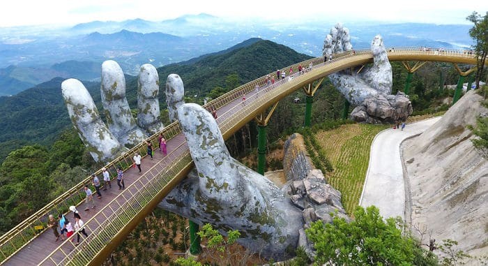 Create meme: golden bridge da nang vietnam, vietnam golden bridge, golden bridge in da nang