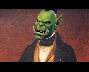 Create meme: Orc strike, jim carrey the mask drawing., Warcraft Orc podcaster