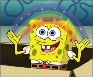 Create meme: sponge, rainbow, sponge bob