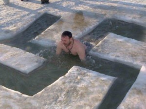 Create meme: bathing, Epiphany water, in the hole