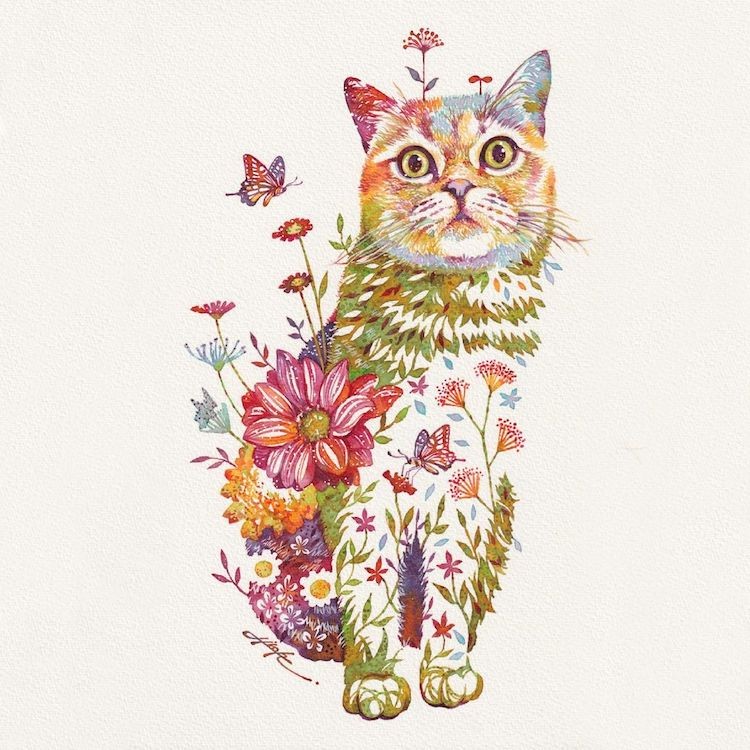Create meme: hiroki takeda artist, artist hiroki takeda animals, posters with cats