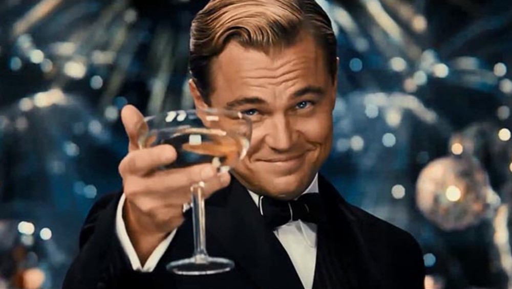 Create meme “DiCaprio raises a glass, meme with Leonardo DiCaprio the